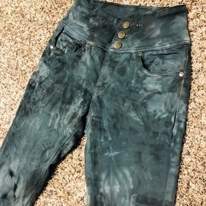 Blue acid wash high waisted jeans